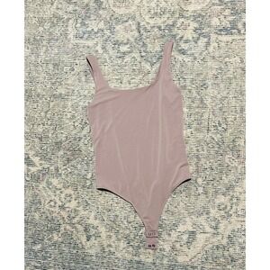 Express Neutral Beige Thong Bodysuit | Size Medium